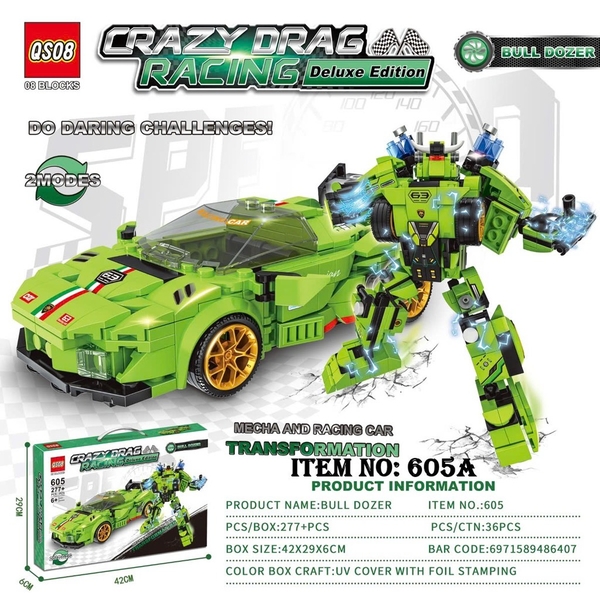 605A  HỘP LOGO RÁP XE HƠI BIẾN HÌNH ROBO 277 MIẾNG