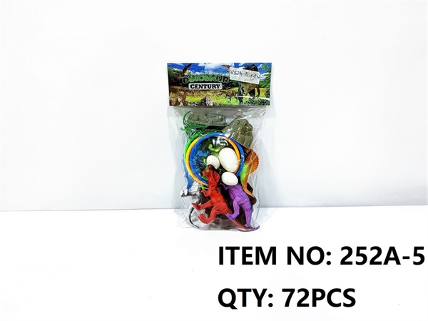 252A-5  TÚI THÚ KHỦNG LONG 6C + CÂY, ĐÁ + 3 TRỨNG + Ổ (PVC)   Dinosaur century