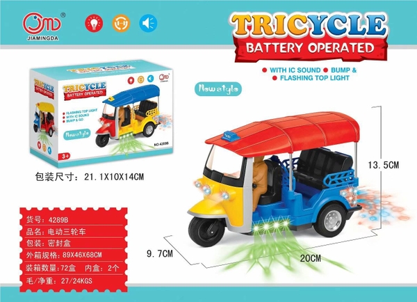 4289B  HỘP XE TUK TUK BA BÁNH PIN ĐÈN