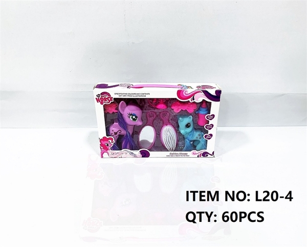 L20-4  HỘP NGỰA PONY TÓC DÀI 2C + LƯỢC, GƯƠNG, BÌNH SỮA