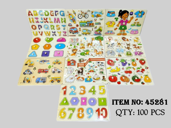 45281  BẢNG GỖ ĐỦ MẪU (CHỮ SỐ, TRÁI CÂY, THÚ)