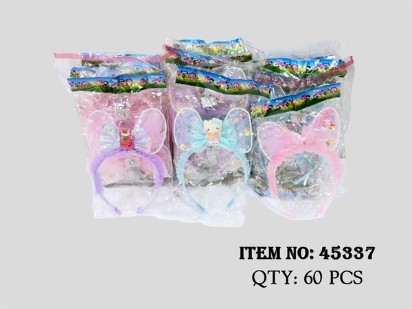 45337F  TÚI 1C CÀI TÓC NƠ ĐÈN KITTY, GẤU DÂU ĐỦ MẪU
