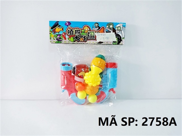 2758A  TÚI CÂY BẮN BANH 2C NGẮN + 6 TRÁI + 3 BIA ZOMBIES