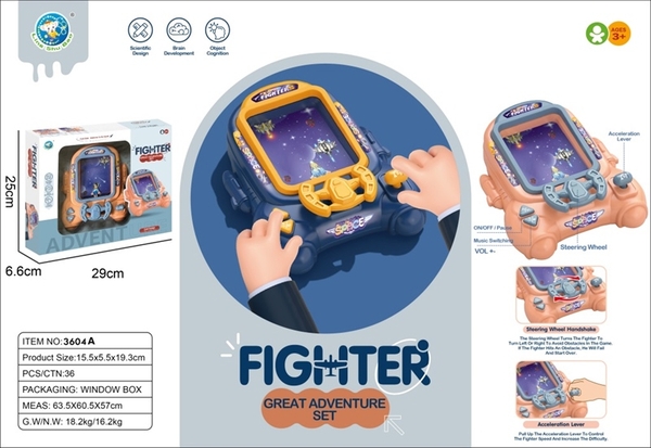 3604A  HỘP TRÒ CHƠI ĐUA XE TÀU VŨ TRỤ PIN NHẠC, MÀN HÌNH ĐIỆN TỬ, VÔ LĂNG ĐIỂU KHIỂN