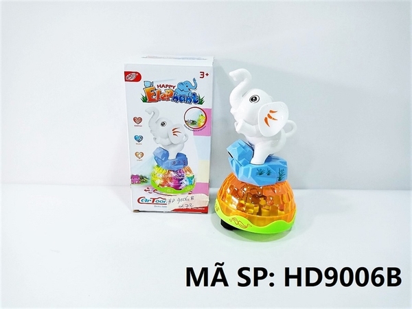 HD9006B  HỘP VOI ĐỨNG THĂNG BẰNG PIN NHẠC ĐÈN XOAY  Happy Elephant  HD9006