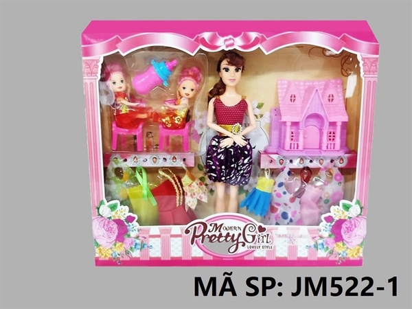 JM522-1  HỘP BABY 3C (1 LỚN, 2 NHÍ) + 8 ÁO (6 LỚN, 2 NHỎ) + NHÀ, BÌNH SỮA