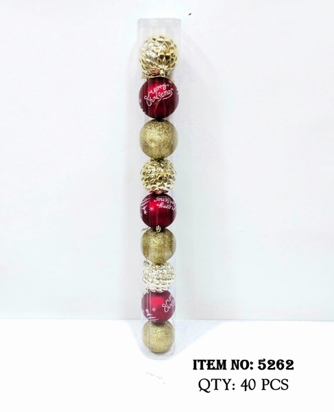 5262  ỐNG 9 QUẢ CHÂU TRANG TRÍ CÂY THÔNG NOEL ĐỦ MÀU