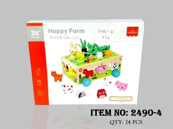 2490-4  HỘP XẾP HÌNH XE NÔNG TRẠI GỖ