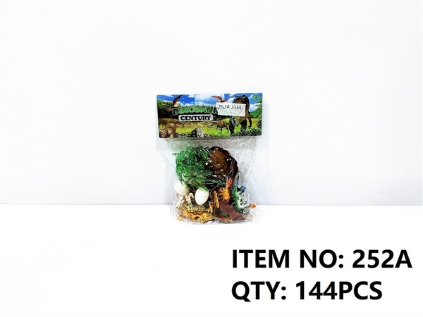 252A  TÚI THÚ RỪNG NHÍ + CÂY + TRỨNG + Ổ + KHỦNG LONG (PVC)   Dinosaur century