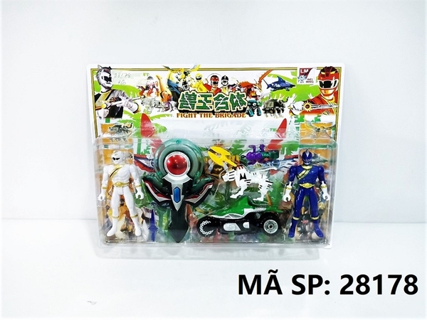 28178  VỈ SIÊU NHÂN 2T GAO + 2C THÚ (ẾCH, SƯ TỬ) + 1C XE MOTO CÁ MẬP + 1C CÁN TAY CẦM   2816