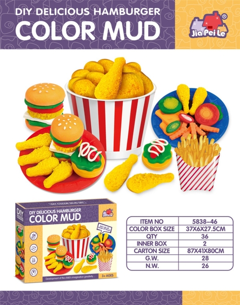 5838-46  HỘP ĐẤT SÉT LÀM GÀ RÁN, KHOAI TÂY, HAMBUGER
