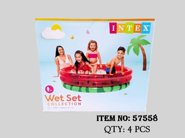 58448  HỘP PHAO HỒ BƠI INTEX DƯA HẤU TRÒN 1.68m x 38cm | 66