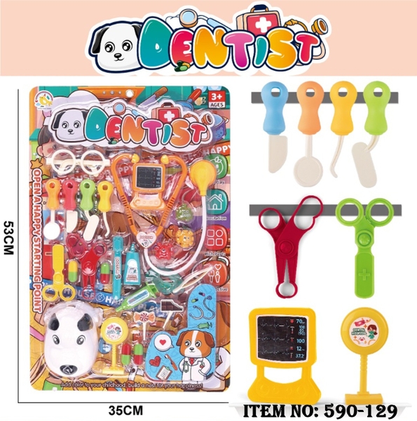 590-129  VỈ BÁC SĨ TAI NGHE, KÉO, MÀN HÌNH + 1C CHÓ