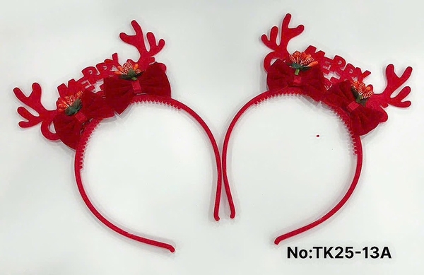 TK25-13A  TÚI 2C CÀI TÓC NOEL SỪNG TUẦN LỘC NƠ MERRY CHIRISTMAS