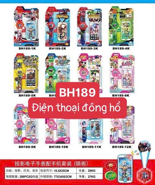 BH189 VỈ ĐIỆN THOẠI PIN CẢM ỨNG + ĐỒNG HỒ ĐỦ MẪU