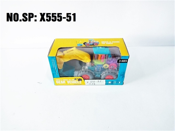 X555-51  HỘP XE CÔNG TRÌNH CÀO PIN NHẠC ĐÈN, BÁNH RĂNG