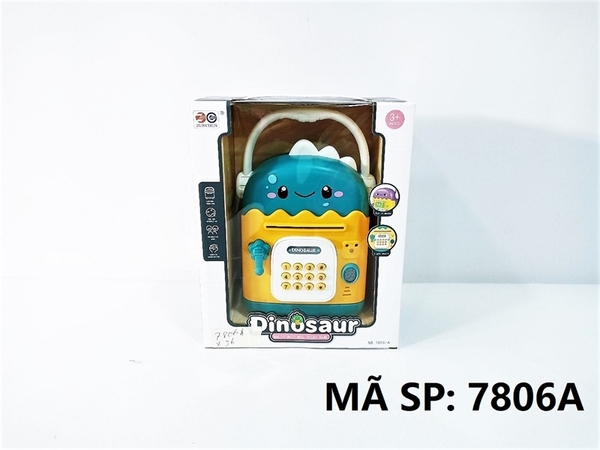 7806A  HỘP MÁY RÚT TIỀN ATM PIN KHỦNG LONG ĐEO HEADPHONE (VÂN TAY)   Dinosaur   7806-A