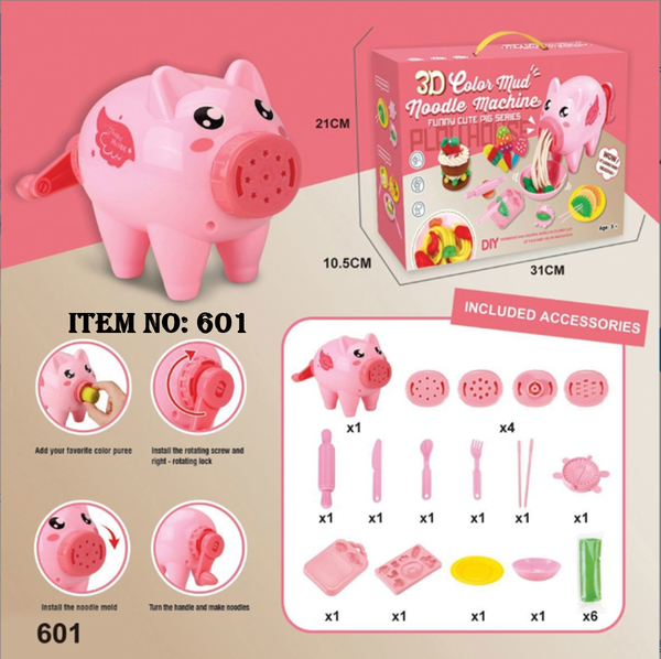 601  HỘP ĐẤT SÉT LÀM MÌ + MÁY LÀM MÌ HEO + KHUÔN