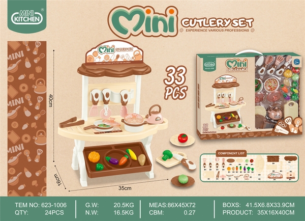 623-1006  HỘP BẾP KỆ BẾP, ẤM NƯỚC, THỚT 33 MÓN