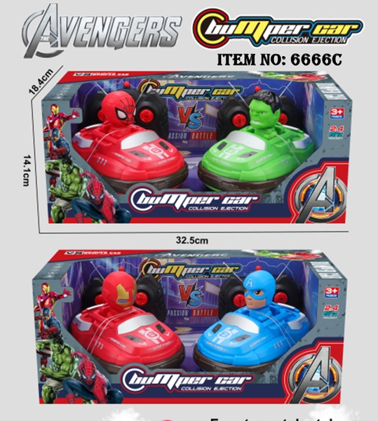 6666C  HỘP XE HƠI AVENGER ĐIỆN ĐỤNG ĐIỀU KHIỂN 7 ĐỘNG TÁC, PHUN KHÓI, CÓ SẠC 2C