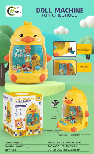 668-9  HỘP MÁY ĐIỀU KHIỂN GẮP THÚ NHỒI BÔNG PIN VỊT + SẠC USB