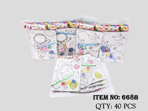 668B  LỐC 12 TÚI TRANH TÔ MÀU NƯỚC + CỌ