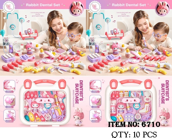 6710  HỘP VALI BÁC SĨ TAI NGHE THỎ, THUỐC, ĐÈN PIN, NHIỆT KẾ + 2C THỎ