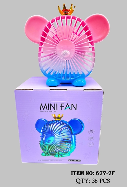 677-7F  HỘP QUẠT PIN ĐẦU GẤU BEARBRICK + SẠC USB