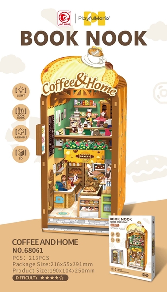 68061  HỘP LOGO RÁP NỘI THẤT NHÀ CÀ PHÊ 2 TẦNG 3D 213 MIẾNG PIN