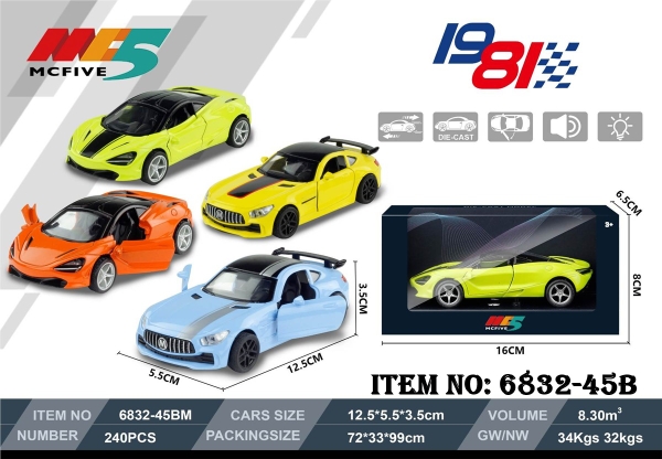 6832-45B  HỘP XE HƠI CẢN SAU SẮT MÔ HÌNH PIN NÚT ĐÈN, MỞ CỬA