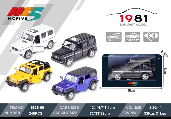 6836-60  HỘP XE HƠI JEEP SẮT MÔ HÌNH, MỞ CỬA
