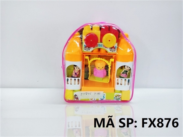 FX876  TÚI RÁP BALO LÂU ĐÀI, XE, XÍCH ĐU + 3 NGƯỜI 41 MIẾNG