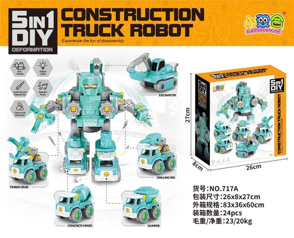 717A  HỘP RÁP ROBO BIẾN HÌNH XE CÔNG TRÌNH ỐC VÍT