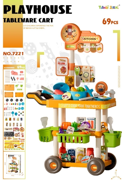 7221  HỘP KỆ BẾP XE ĐẨY 69 MIẾNG