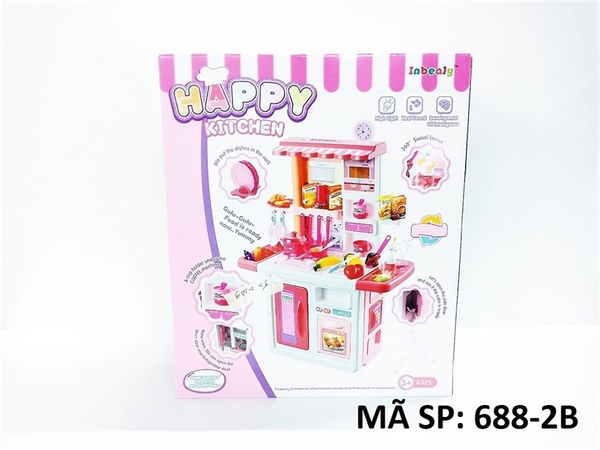 688-2B  HỘP KỆ BẾP PIN LÒ NƯỚNG, BỒN RỬA RAU, 1 NỒI, 1 CHẢO, 2 DĨA, 2 CA, NƯỚC ÉP CAM, KẸO, GIÁ, CHUỐI, BẮP, THỊT GÀ, DÂU, NẤM