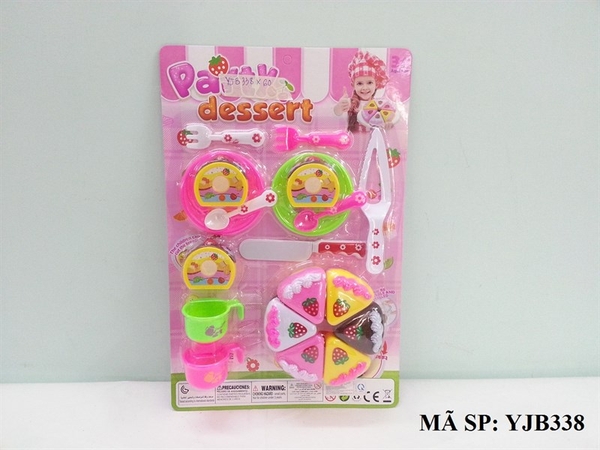 YJB338 VĨ BẾP DÍNH BÁNH KEM+ 2 LY+ DAO+ NĨA+ 2 DĨA YJB312, 328,348,398