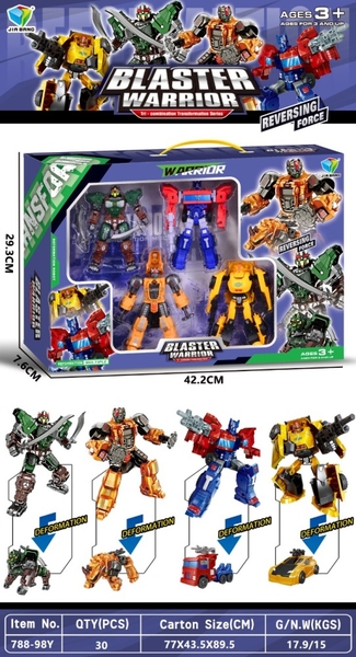 788-98Y  HỘP RÁP ROBO BIẾN HÌNH 4C ĐỦ MẪU (XE HƠI, XE CONTAINER, TÊ GIÁC, KING KONG)