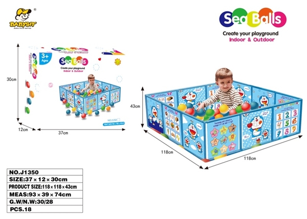 J1350  HỘP KHUNG RÀO BANH MÈO DOREMON