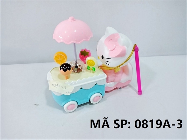 _0819A-3  XE ĐẨY KẸO MÈO KITTY (LỒNG ĐÈN)