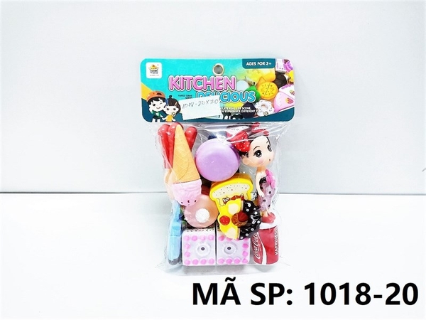 1018-20  TÚI BẾP DÍNH BÁNH SINH NHẬT, KEM, NƯỚC NGỌT, 1C BÉ CHIBI (PVC)