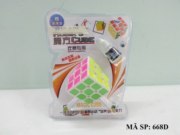 668D  VỈ RUBIC 1C 3 HÀNG 3x3x3 + CHAI DẦU (DẠ QUANG)