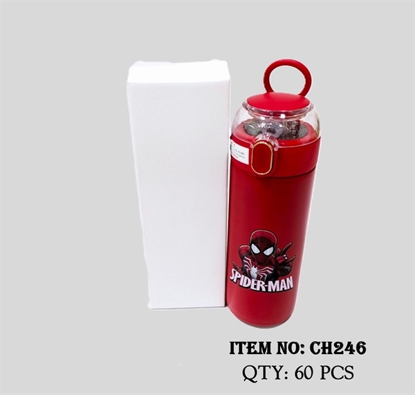 CH246  HỘP BÌNH GIỮ NHIỆT INOX SIÊU NHÂN NHỆN + ỐNG HÚT