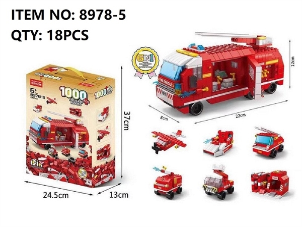 8978-5  HỘP LOGO RÁP XE CỨU HỎA 6 IN 1 1000 MIẾNG  LELEBROTHER