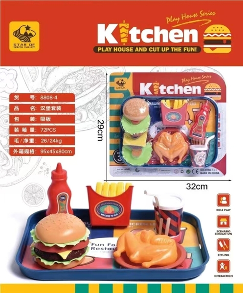 8808-4  VỈ KHÂY BÁNH HAMBUGER, GÀ, KHOAI TÂY, TƯƠNG ỚT, NƯỚC