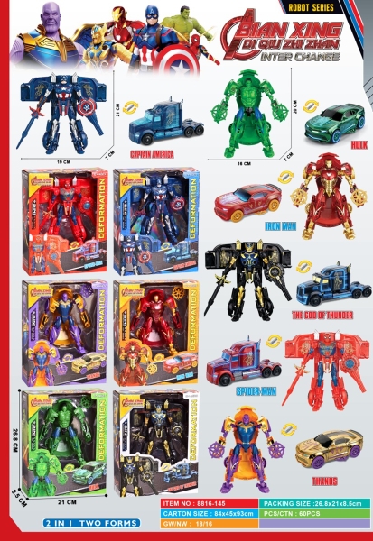 8816-145  HỘP RÁP ROBO SIÊU NHÂN AVENGERS BIẾN HÌNH XE ĐỦ MẪU