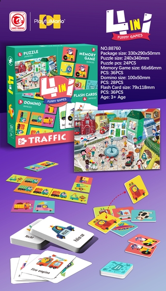 88760  HỘP TRÒ CHƠI GHÉP HÌNH, LẬT HÌNH TÌM CẶP GIỐNG NHAU 4 IN 1