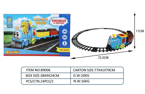 89006  HỘP ĐƯỜNG RAY XE LỬA PIN KHÓI THOMAS CHỞ CỦI VÀ THAN NHẠC ĐÈN