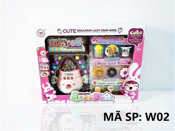 W02  HỘP MÁY QUAY SỐ TRÚNG THƯỞNG 8 SỐ KHÔNG PIN + BÁNH KẸO