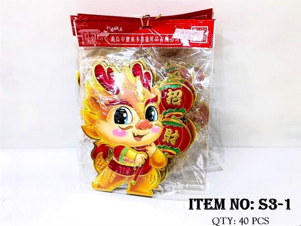 S3-1F LỐC 10 TÚI MIẾNG GIẤY DÁN TẾT RỒNG