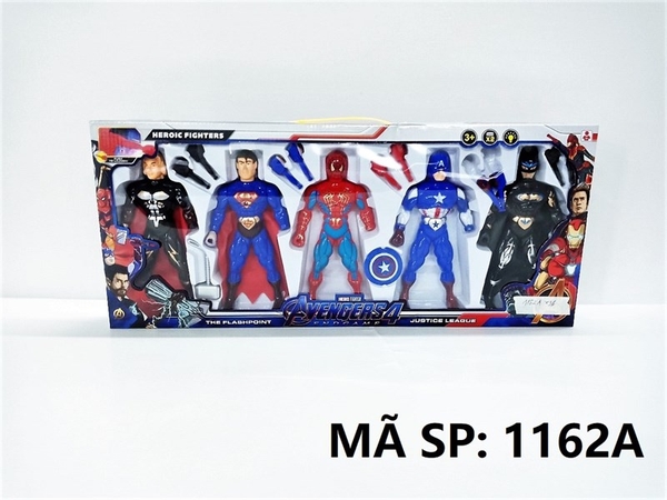 1162A  HỘP SIÊU NHÂN 5T AVENGERS ĐÈN (THOR, SUPER HERO, NHỆN, CAPTAIN, BATMAN ĐEN)